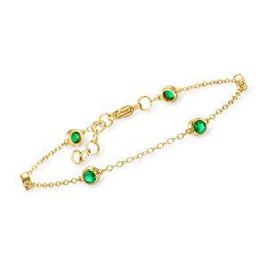 .50 ct. t.w. Bezel-Set Lab-Grown Emerald Station Bracelet in 18kt Gold Vermeil