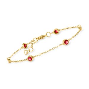 .80 ct. t.w. Bezel-Set Lab-Grown Ruby Station Bracelet in 18kt Gold Vermeil