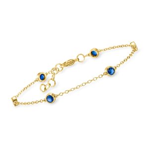 .80 ct. t.w. Bezel-Set Lab-Grown Sapphire Station Bracelet in 18kt Gold Vermeil