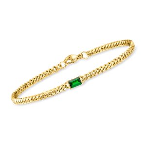 .20 Carat Lab-Grown Emerald Curb-Link Bracelet in 18kt Gold Vermeil