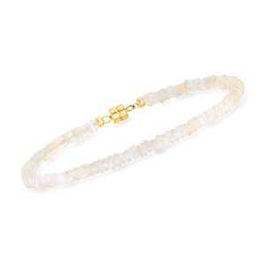 3.5-4mm Opal Bead Bracelet with 14kt Yellow Gold Magnetic Clasp
