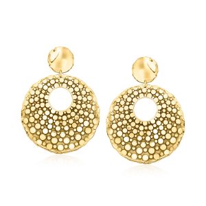 Italian 18kt Gold Over Sterling Dotted Disc Drop Earrings