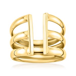 Italian 14kt Yellow Gold Three-Row Cuff Ring. Size 7