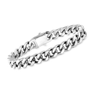Men's 10mm Stainless Steel Cuban-Link Bracelet. 8.5"
