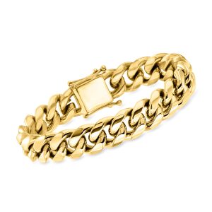 Men's 14mm Yellow Stainless Steel Cuban-Link Bracelet. 8.5"