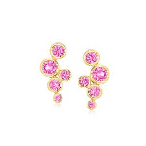.90 ct. t.w. Lab-Grown Pink Sapphire Bubble Earrings in 18kt Gold Vermeil