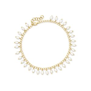 3.5-4mm Cultured Pearl Drop Anklet in 18kt Gold Over Sterling. 9"