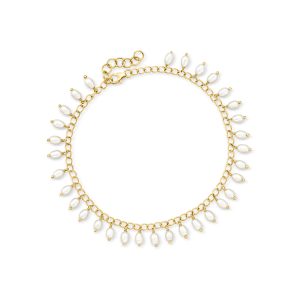 3.5-4mm Cultured Pearl Drop Anklet in 18kt Gold Over Sterling. 9"