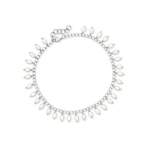 3.5-4mm Cultured Pearl Drop Anklet in Sterling Silver. 9"