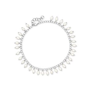 3.5-4mm Cultured Pearl Drop Anklet in Sterling Silver. 9"