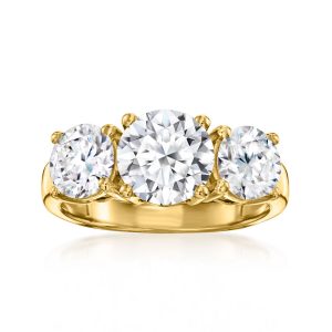 4.00 ct. t.w. Lab-Grown Diamond Three-Stone Ring in 14kt Yellow Gold