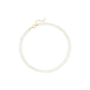 3.5-4mm Opal Bead Anklet in 14kt Yellow Gold. 9"