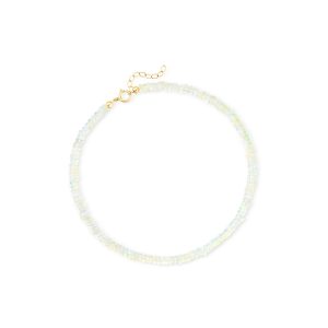 3.5-4mm Opal Bead Anklet in 14kt Yellow Gold. 9"