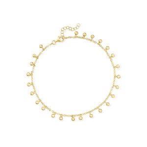 18kt Gold Over Sterling Ball Station Anklet. 9"