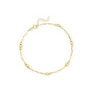 18kt Gold Over Sterling Bead Station Anklet. 9"