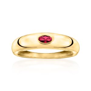 .20 Carat Oval Lab-Grown Ruby Ring in 18kt Gold Vermeil