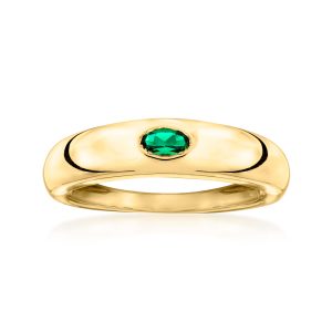 .20 Carat Oval Lab-Grown Emerald Ring in 18kt Gold Vermeil