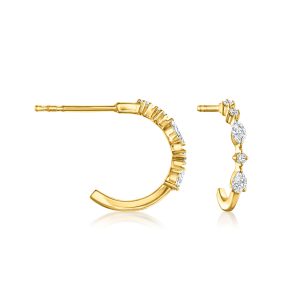 .25 ct. t.w. Multi-Shaped Lab-Grown Diamond C-Hoop Earrings in 18kt Gold Vermeil. 1/2"