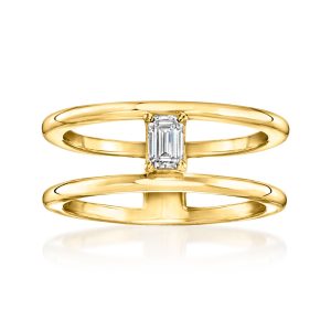 .25 Carat Emerald-Cut Lab-Grown Diamond Open-Space Ring in 18kt Gold Vermeil