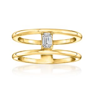 .25 Carat Emerald-Cut Lab-Grown Diamond Open-Space Ring in 18kt Gold Vermeil