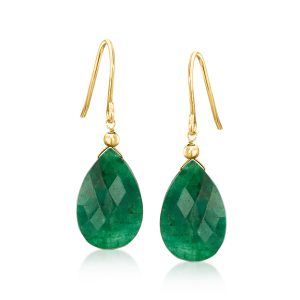 11.00 ct. t.w. Emerald Drop Earrings in 10kt Yellow Gold