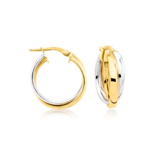 Italian 18kt Gold Vermeil and Sterling Silver Triple-Row Hoop Earrings. 3/4"