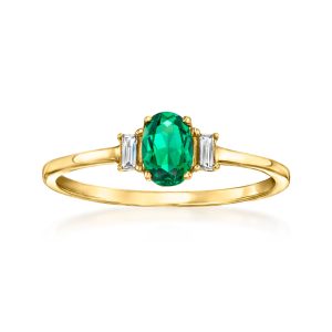 .40 Carat Lab-Grown Emerald Ring with Lab-Grown Diamonds in 18kt Gold Vermeil