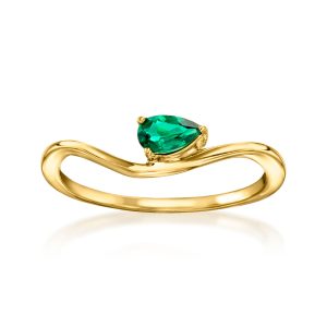.10 Carat Lab-Grown Emerald Curve Ring in 18kt Gold Vermeil