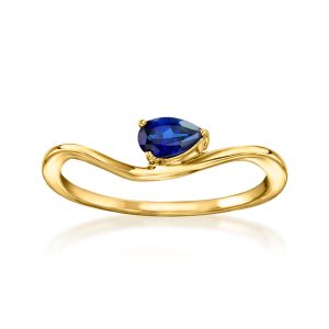 .20 Carat Lab-Grown Sapphire Curve Ring in 18kt Gold Vermeil