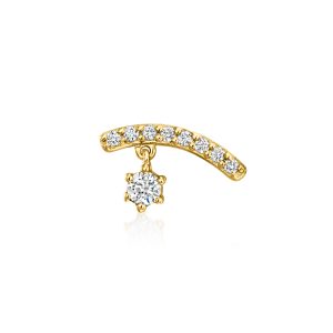 .13 ct. t.w. Lab-Grown Diamond Curved Drop Single Flat-Back Earring in 14kt Yellow Gold