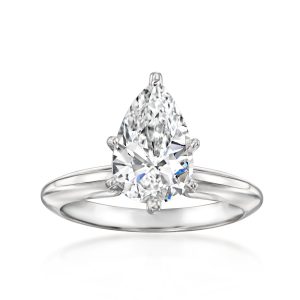 1.45 Carat Pear-Shaped Certified Diamond Solitaire Ring in 14kt White Gold