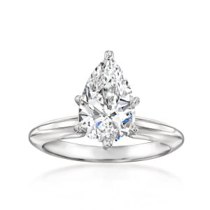 1.45 Carat Pear-Shaped Certified Diamond Solitaire Ring in 14kt White Gold