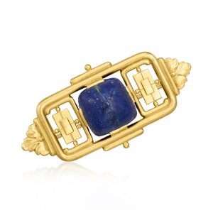 C. 1920 Vintage Lapis Bar Pin in 14kt Yellow Gold