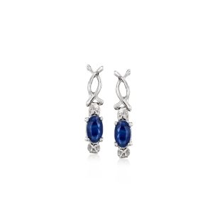 C. 1990 Vintage .50 ct. t.w. Sapphire Drop Earrings in 10kt White Gold