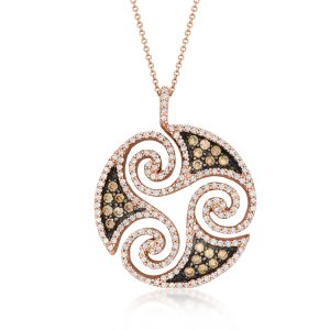 C. 2010 Vintage 1.40 ct. t.w. Brown and White Diamond Swirl Pendant Necklace in 14kt Rose Gold. 16"
