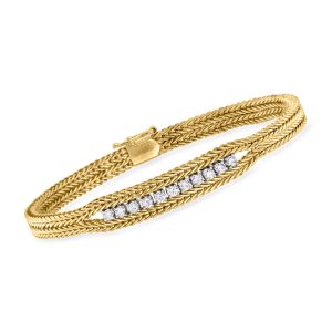C. 1980 Vintage .65 ct. t.w. Diamond Wheat-Link Bracelet in 14kt Yellow Gold. 7.25"