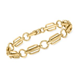 C. 1980 Vintage 14kt Yellow Gold Geometric-Link Bracelet. 8.25"