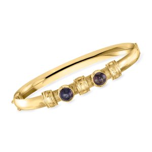 C. 1970 Vintage 1.30 ct. t.w. Amethyst Bangle Bracelet in 18kt Yellow Gold. 7.5"