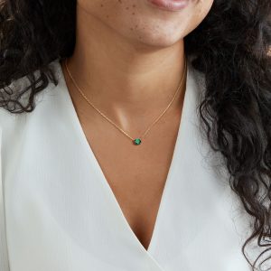 .50 Carat Oval Lab-Grown Emerald Necklace in 18kt Gold Vermeil. 16"