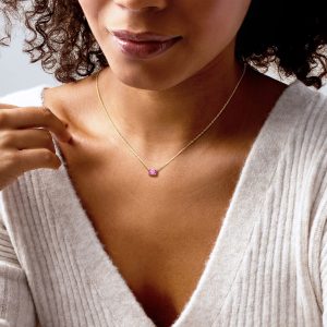 .60 Carat Oval Lab-Grown Pink Sapphire Necklace in 18kt Gold Vermeil. 16"