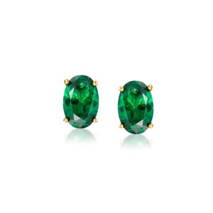 .50 ct. t.w. Oval Lab-Grown Emerald Stud Earrings in 18kt Gold Vermeil