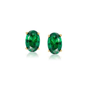 .50 ct. t.w. Oval Lab-Grown Emerald Stud Earrings in 18kt Gold Vermeil