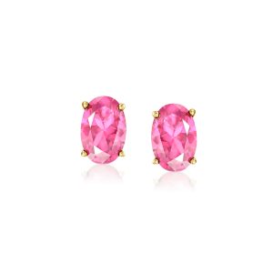 .70 ct. t.w. Oval Lab-Grown Pink Sapphire Stud Earrings in 18kt Gold Vermeil
