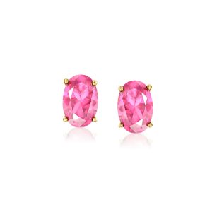 .70 ct. t.w. Oval Lab-Grown Pink Sapphire Stud Earrings in 18kt Gold Vermeil