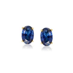 .80 ct. t.w. Oval Lab-Grown Sapphire Stud Earrings in 18kt Gold Vermeil