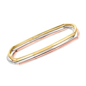 C. 2005 Vintage Tiffany Jewelry "Frank Gehry" 18kt Tri-Colored Gold Bangle Bracelet Set. 7"