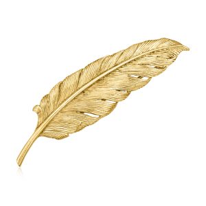C. 1980 Vintage Tiffany Jewelry 14kt Yellow Gold Feather Pin