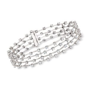 C. 1990 Vintage 4.00 ct. t.w. Diamond Four-Row Bracelet in 14kt White Gold. 7"