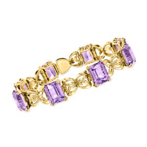 C. 1950 Vintage 34.00 ct. t.w. Amethyst Link Bracelet in 18kt Yellow Gold. 7.25"