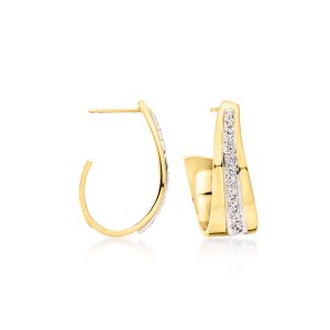 C. 1980 Vintage .50 ct. t.w. Diamond Curved Earrings in 14kt Yellow Gold